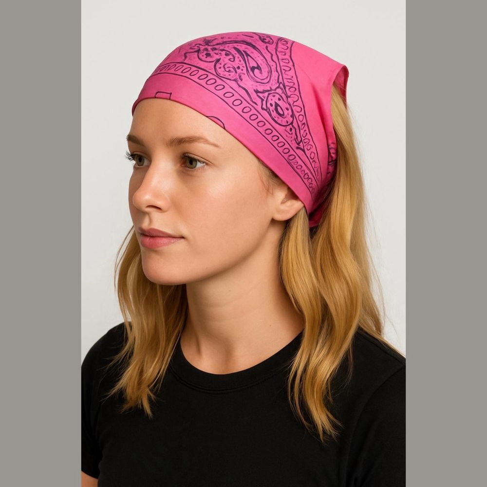 Pink Bandanas 2 Pack 100% Cotton 19 Inch Square